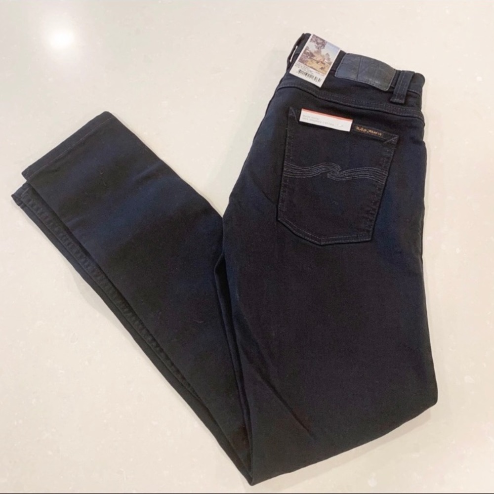 NWT Nudie Jeans Tight Terry Deep Black Worn 30x30